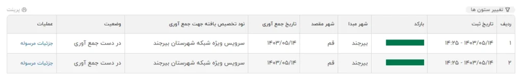 مشاهده نمایندگی تخصیص یافته برای جمع‌آوری در ای تیپاکس